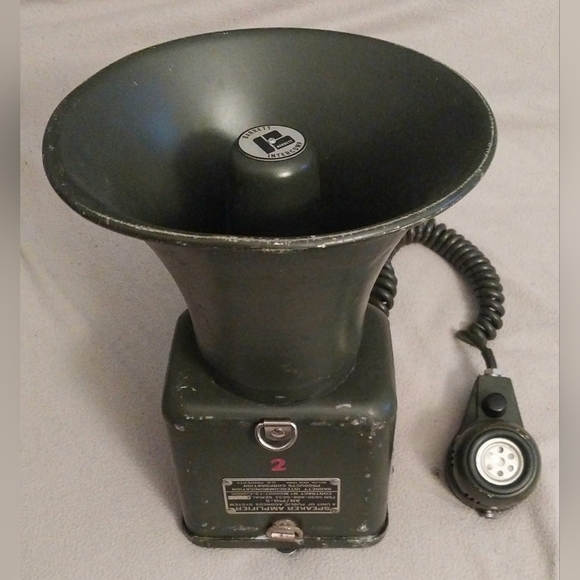 Vintage 1960s USMC U.S Navy Public Address Set AN/PIQ-5A Bullhorn w/ Mic Volume - Picture 4 of 12